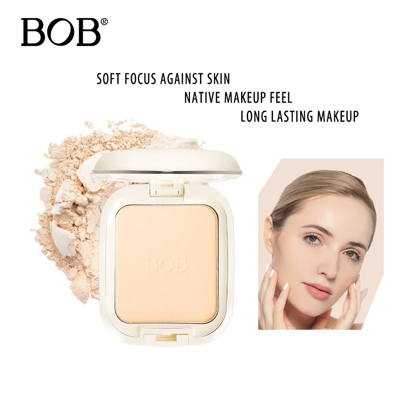 BOB Skin-Friendly Pressed Powder Compact for long-lasting setting, oil control, and a natural matte finish.