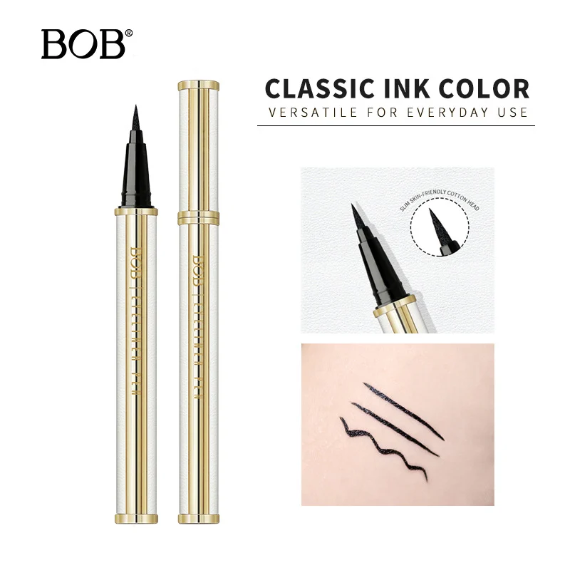 Waterproof Bob Lambskin Eyeliner Pen Black 0.6g with Sponge Tip for Anti-Smudge Long-Lasting Eyeliner